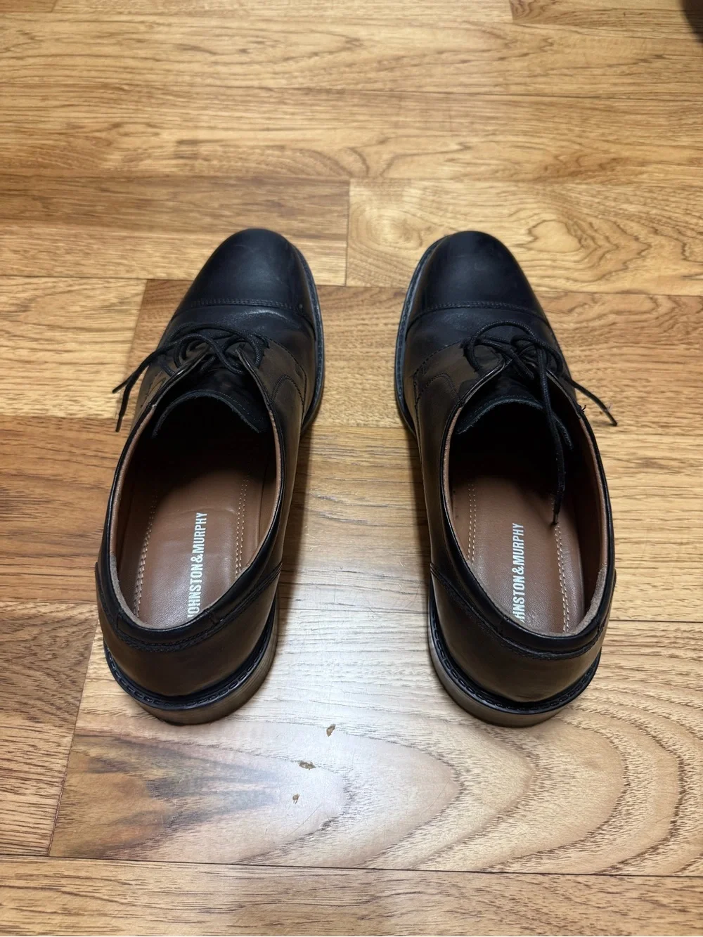 Johnston & Murphy Classic Black Cap-Toe Men's Dress Shoes